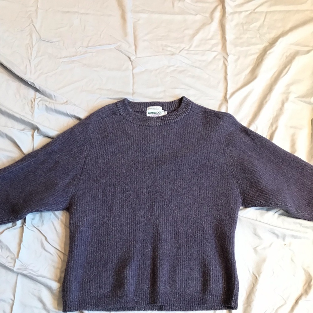 Vintage Wimbledon Tennis Crewneck 80s purple knit sweater